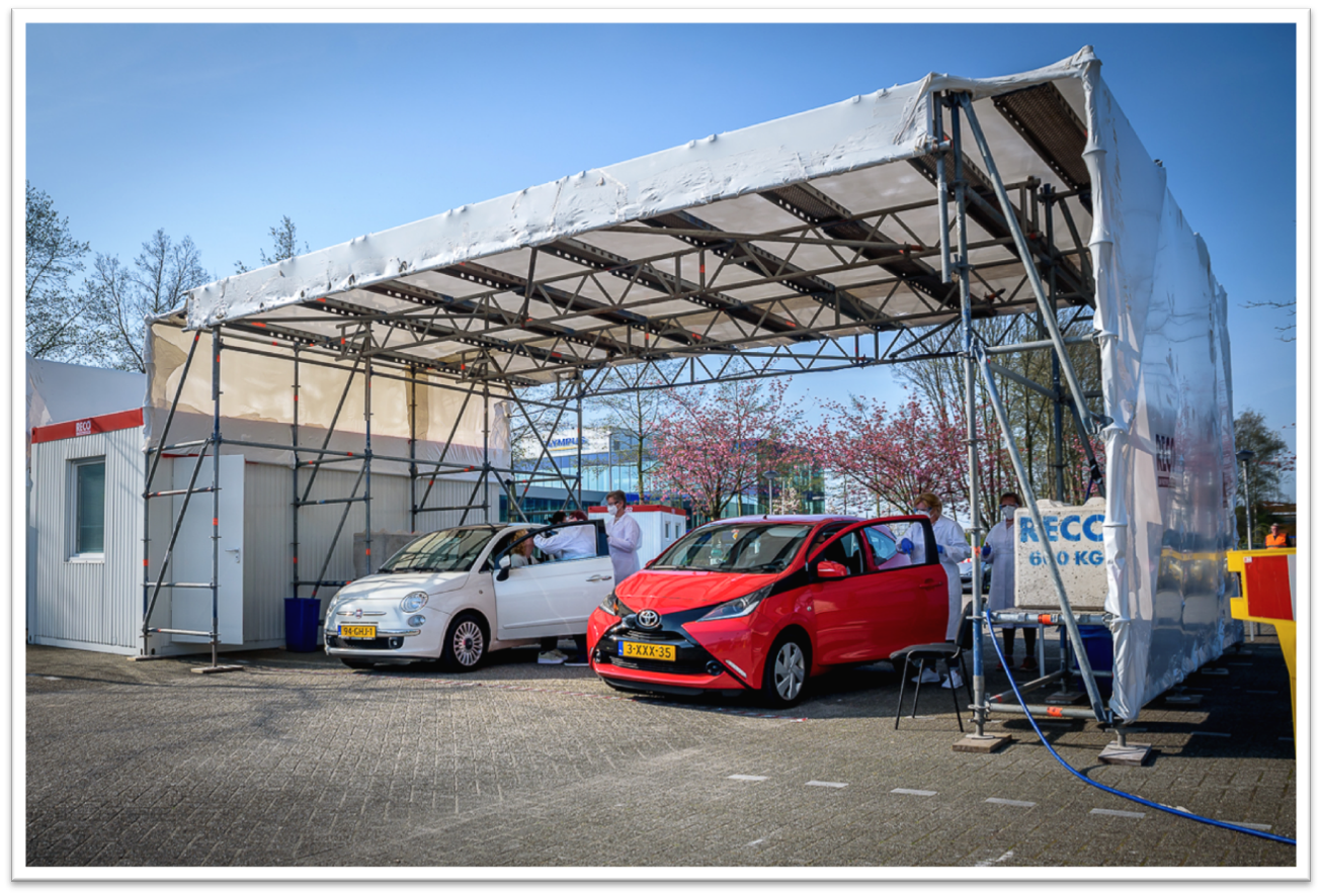 Corona drive thru set up in Leiden with the support of Healthmark software